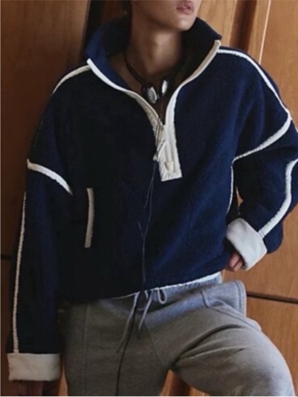 Free People FP Movement Mountain High 1/2 Zip Fleece Pullover in Dark Blue